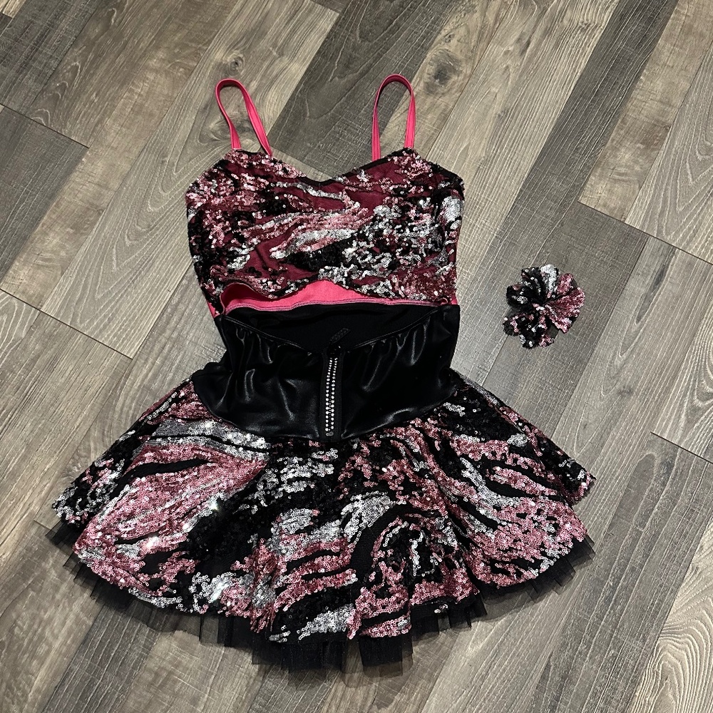Glamour Costumes pink, black, and silver sequins MA